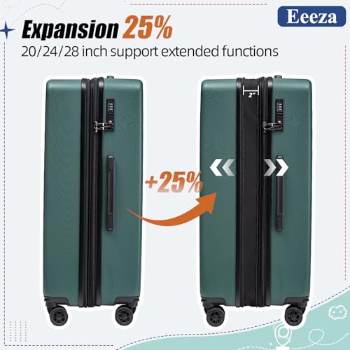 Eeeza Expandable Luggage Sets 5 Piece,Suitcases with Detachable Wheels,ABS Hard Case Luggage with TSA Lock Spinner Wheels,Carry On Luggage Set