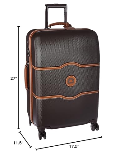 DELSEY PARIS Chatelet Hard+ Hardside Luggage with Spinner Wheels, Chocolate Brown, Checked-Medium 24 Inch