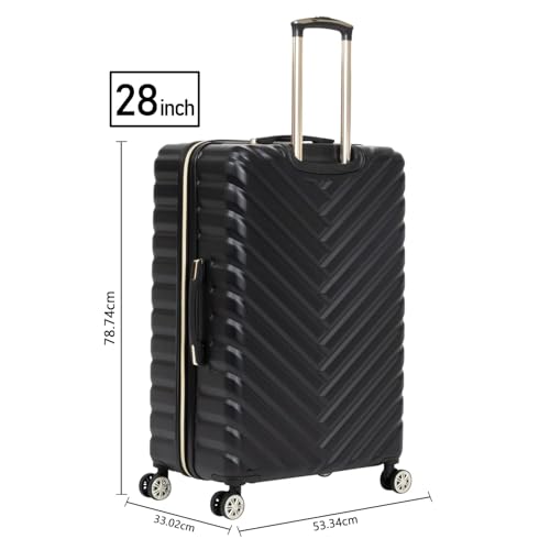 Kenneth Cole REACTION Madison Square Lightweight Hardside Chevron Expandable Spinner Luggage, Black, (28-Inch Checked)