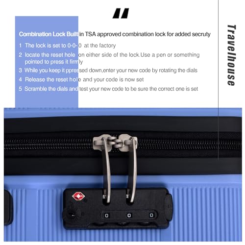 Tripcomp Luggage 3 Piece Sets Suitcase Set with Double Spinner Wheels, Lightweight Carry On Hardside Travel Luggage with TSA Lock, (20/24/28) (Purplish Blue)