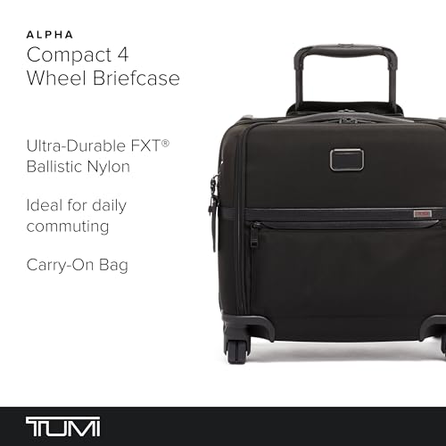 TUMI - Alpha Compact 4 Wheeled Brief - Rolling Carry On Briefcase. Laptop Bag for Commuting and Travel - Black