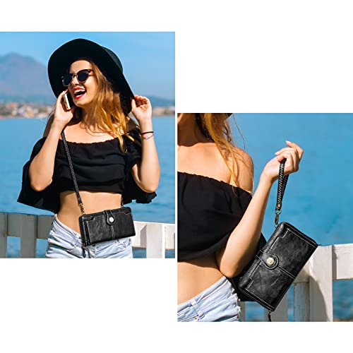 S-ZONE Vegan Leather Crossbody Bags for Women Small Cell Phone Purse RFID Blocking Clutch Purses with 2 Straps