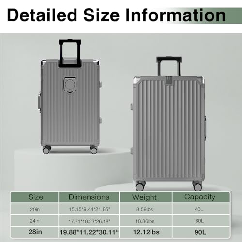 Krute No Zipper Luggage Set 2 Pieces Aluminum Frame PC Hard Shell Zipperless Suitcase Set With Wheels TSA Lock Carry On Luggage and Checked Suitcases