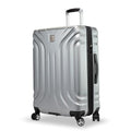 Skyway Nimbus 4.0 Expandable, Durable Hardside, 4 Wheel Spinner, Lightweight Suitcase, Unisex, Stylish, Shiny Silver, Checked-Medium 24-Inch