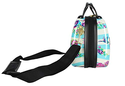 Betsey Johnson Hardside Cosmetic Case - Lightweight Small Size Hardshell Travel Hand Makeup Bag - Adjustable Shoulder Strap - Bag for Women - Multi-Functional Case (Hummingbird)