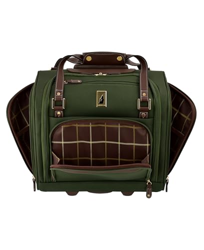 London Fog Nottingham 15 Inch Under the Seat Bag with Wheels, Olive Chestnut