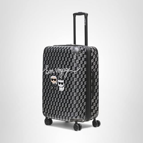 KARL LAGERFELD Paris Unisex Luggage Suitcase,Black/Grey,Medium