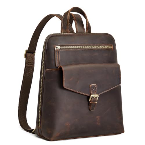 S-ZONE Small Leather Backpack Purse for Women Vintage Casual Daypacks Travel Rucksack Handbag
