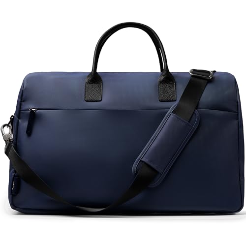 July Carry All Split Weekender - Stylish Carry On Bag for Personal & Work, Zipped Pockets & Pass-Through Band, Weekender Bag, Travel Bag Flight Approved, Clamshell Opening - 28L, French Navy