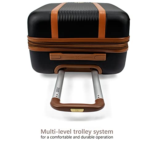 Badgley Mischka Mia 3 Piece Expandable Retro Luggage Set (Black)