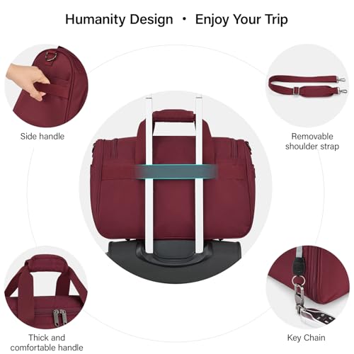 Hanke Underseat Carry On luggage Bags for Travel, Foldable Travel Bags for Women, Soft Lightweight Personal Item Travel Bag Small Carry On Bags for Airplanes, Travel Tote Bags for Women Men.（Burgundy）