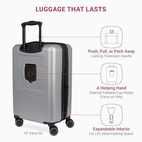 SwissGear 8020 Eclipse Collection Hardside Expandable Luggage – Ultimate Grey
