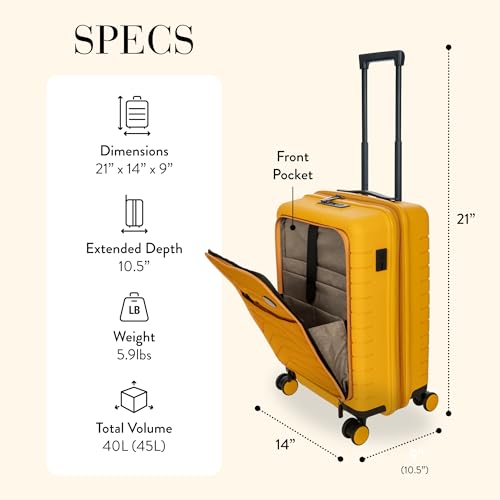 Bric's B|Y Ulisse Carry-On Luggage with Spinner Wheels – Airline Approved Hard Shell Suitcase, TSA Combination Lock & USB Port - Removeable Wash Bag Included - 21 Inch with Front Pocket, Mango