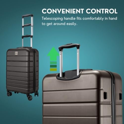 Skyway Epic 2.0 Hardside Lightweight and Durable ABS Shell Luggage, Spacious with Dual Spinning Wheels, Comfort Grip, Men and Women, Men and Women, 28-inch Large Check-In, Midnight