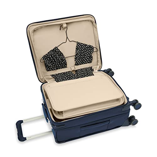 Briggs & Riley Global 21" Carry On Expandable Spinner - Luggage for International Travel, Suitcases with Wheels, Softside Rolling Bag for Men & Women, Self-Repairing Zipper - Baseline Collection, Navy