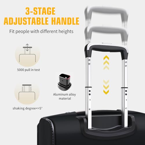 ROPLUS Laduga Softside Expandable Luggage with Large Steel Wheels Checked-Luggage Suicase (Black, 29-Inch)