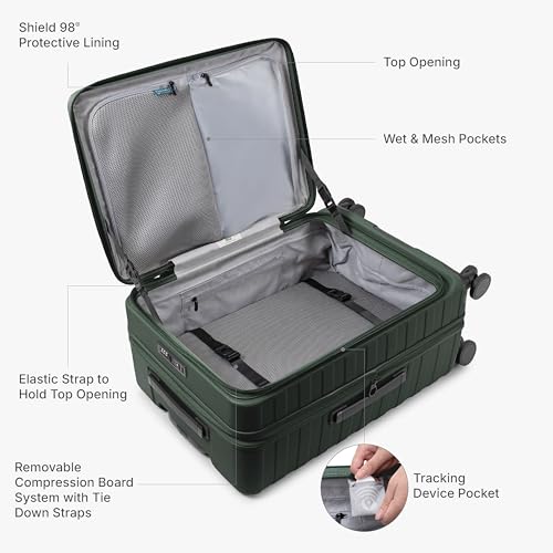 Traveler's Choice Novia Top Opening Expandable Polycarbonate Luggage with Spinner Wheels, Green, 30-Inch Large