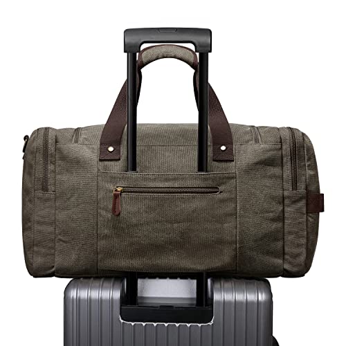 S-ZONE Canvas Duffel Bag for Travel 45L Weekender Overnight Bags with Shoes Compartment for Men