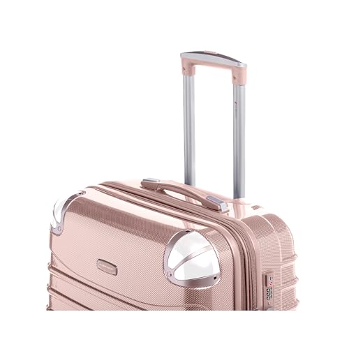 Gabbiano Vintage 3-Piece Luggage PC Hard Shell Set – Expandable Polycarbonate Luggage Set with Spinner Wheels, TSA Lock, Hardside Vintage Luggage Sets (Rose Gold, Carry-On 21")