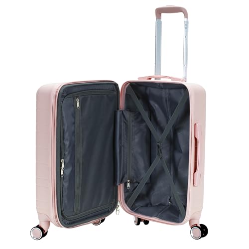Rockland Palm Beach Hardside 2 Piece ABS Luggage Set, (20"/27"), Pink