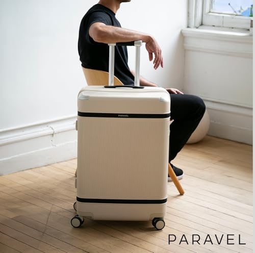 Paravel Aviator Luggage | Carbon-Neutral Travel Suitcase from Recycled Materials| Durable Luggage with Wheels| Scout Tan