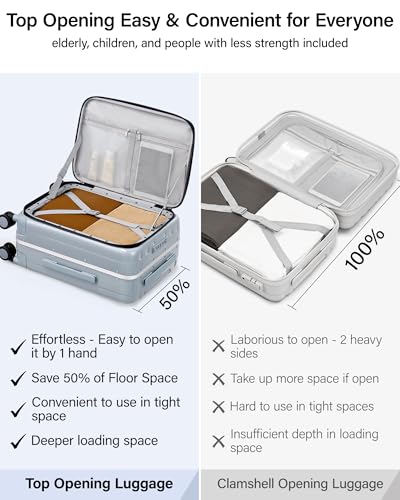Hanke 24 Inch Checked Luggage with Spinner Wheels PC Hard Shell Suitcases Top Open Aluminum Frame Travel Luggage Rolling Suitcase for Woman Men.(Grey)
