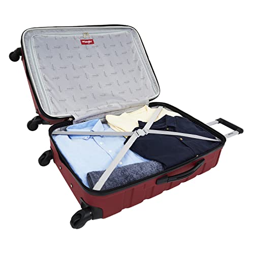 Wrangler 4 Piece Miami Luggage and Packing Cubes Set, Red