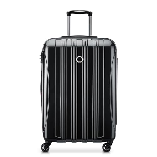 DELSEY PARIS Helium Aero Hardside Expandable Luggage with Spinner Wheels, Black, Checked-Medium 24 Inch