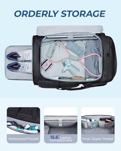 BAGSMART Gym Bag for Women & Men, 35L/63L Sports Travel Duffel Backpack with Shoe Compartment Laptop Compartment, Water Resistant Carry On Weekender Bag for Airplane