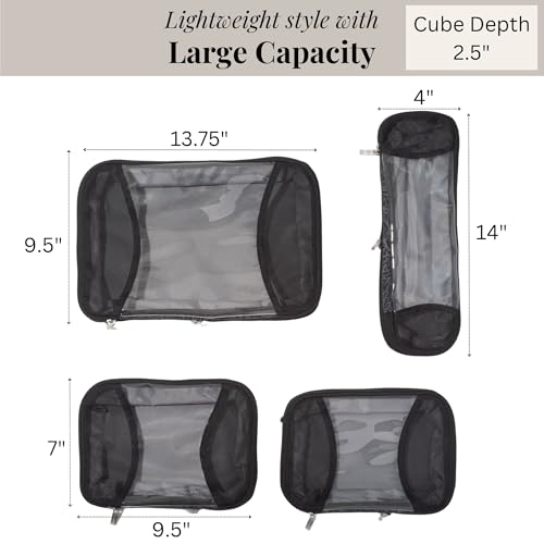 Baggallini Compression Cube 4-piece set - Lightweight Compression Packing Cubes for Travel