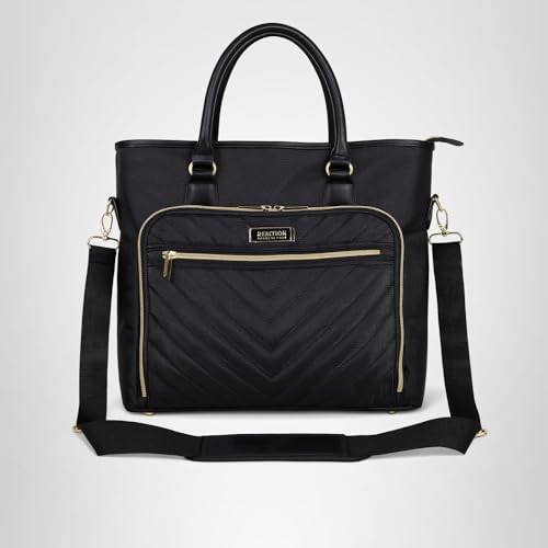 Kenneth Cole REACTION Chelsea Quilted Chevron 15" Laptop & Tablet Business Tote with Removable Shoulder Strap, Black