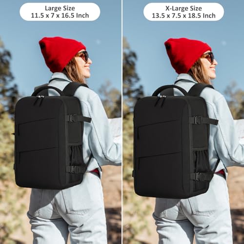 Tenot Travel Backpack for Women Men Carry on Flight Approved Lightweight 15.6 Inch Laptop Backpack Duffle College Business Work Weekender Hiking Travel Essentials Suitcase Backpack Black