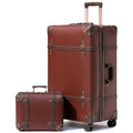NZBZ Vintage Luggage Sets of 2, Vintage Suitcase Set for Women and Men, Cute Retro Luggage Sets Vintage Handmade Zipper Retro Trunk Luggage (Caramel Brown, 14inch & 28inch)