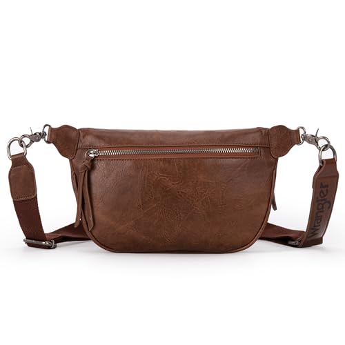 Wrangler Large Fanny Packs for Women Waist Bag Travel Belt Bags Crossbody Sling Purse WG82-194DBR