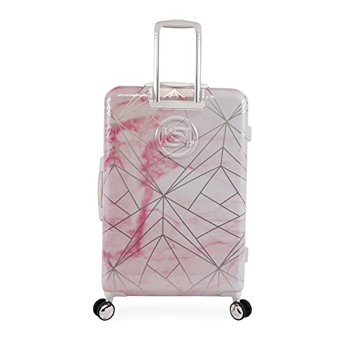 bebe Women's Luggage Alana 29" Hardside Check in, Pink Marble