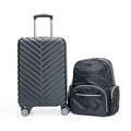 Kenneth Cole REACTION Sophie Women's Silky Nylon 15" Laptop & Tablet Anti-Theft RFID Travel Backpack Bag, Black With 20" Carry-On