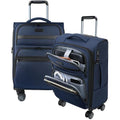KROSER Softside Expandable Carry On Luggage with Front Business Pockets，20 Inch Suitcases with Spinner Wheels & Built-in TSA Lock, Durable Suitcase Rolling Luggage with USB Port, Navy