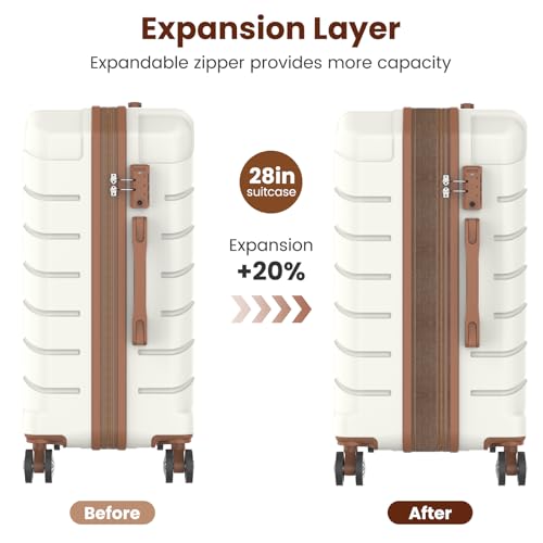 ExoRoute Luggage Sets 3 Piece, Hardside Carry On Suitcase with Spinner Wheels, Lightweight Durable Luggage for Travel | TSA Lock, Expandable Suitcase Set for Men and Women（20/26in） (White)