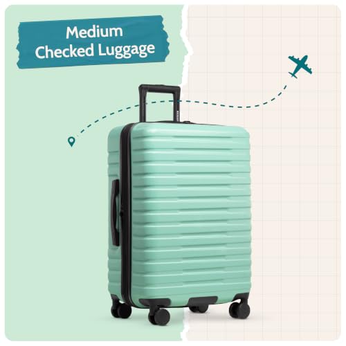 U.S. Traveler Boren Expandable Hardside Rugged Travel Luggage with 8 Spinner Wheels, Mint, Checked-Medium 26-Inch