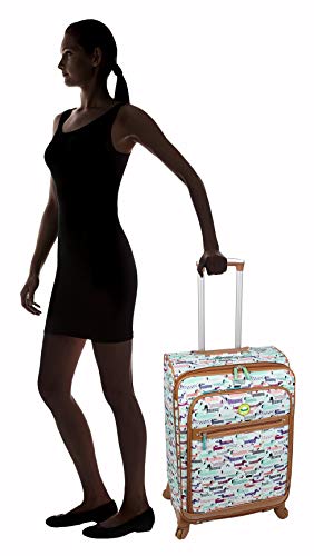 Lily Bloom Luggage 24" Expandable Design Pattern Suitcase With Spinner Wheels For Woman (24in, Totally Paw Some)