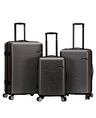 Rockland Skyline Hardside 3 Piece Spinner Wheel Luggage Set, (20"/24"/28"), Grey