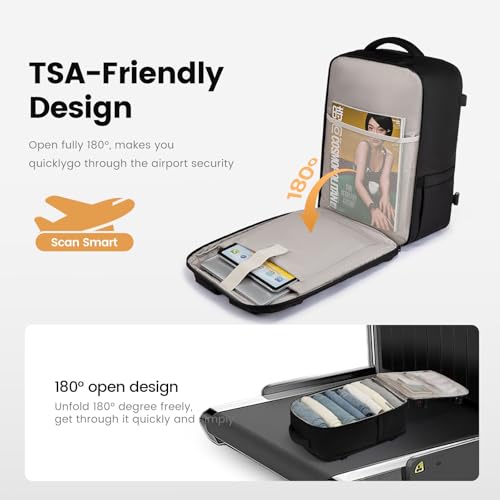 LOVEVOOK 40L Travel Backpack for Men, Airline Approved Carry On Bag with 3 Packing Cubes, TSA Overnight Bags, Waterproof Personal Item Bag, Weekender Essentials Backpacks fits 17.3" Laptop