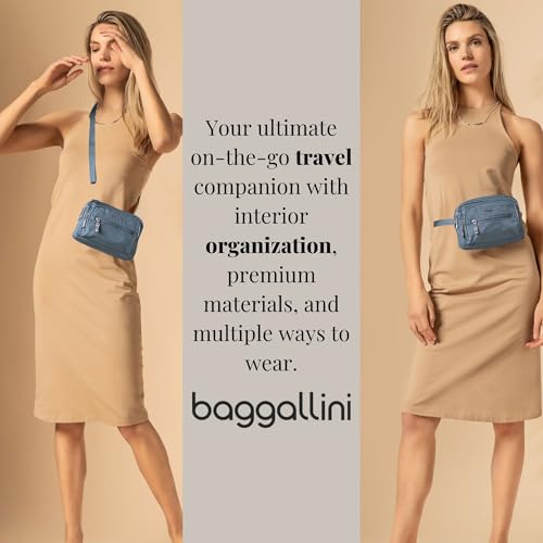 Baggallini Triple Zip Crossbody Bag for Women - Convertible Crossbody Fanny Pack Belt Bag - Lightweight Water-resistant