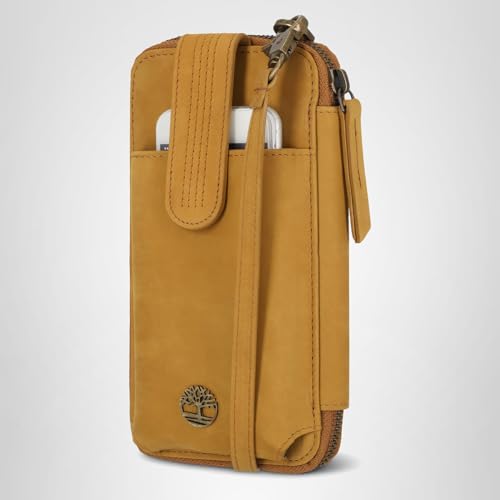 Timberland Women's Rfid Leather Phone Crossbody Wallet Bag, Wheat (Nubuck), One Size
