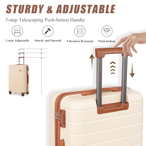 Cosbarn Luggage Sets 5 Piece Suitcases with Wheels, Suitcase Sets ABS Hard Case Luggage with TSA Lock Durable Carry-on Luggage with Spinner Wheels Travel Suitcase for Men Women