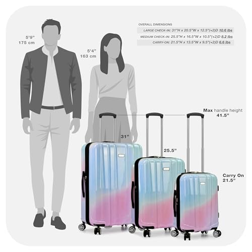 Traveler's Choice Women's Ruma II Expandable Luggage with Spinner Wheels, Pixie Pastel, 3 Piece Set