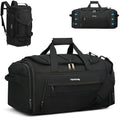 Hanke Duffle Bag for Travel, Dual Expandable 45L-55L Carry On Duffel, 3 In 1 Weekender Tote, Water Resistant Overnight Bag with 15.6" Compartment for Men Women, Black