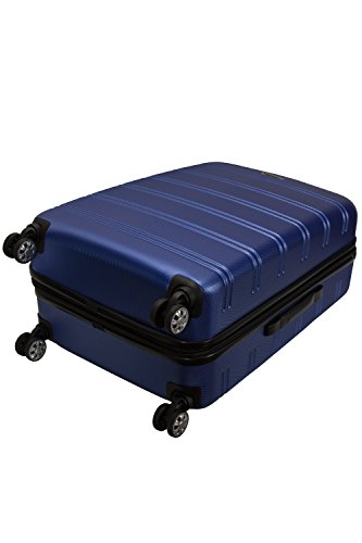Rockland Melbourne Hardside Expandable Spinner Wheel Luggage, Checked Large 28", Blue