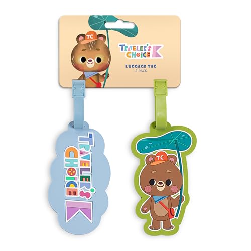 Traveler's Choice Kids JoJo the Bear's Travel Adventure, 2-Piece Luggage Tag Set for Suitcases
