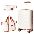 QIMER Carry on Luggage Set, 20 Inch Suitcase with 100% PC hardshell, Lightweight TSA Locks Quiet Spinner Wheels Durable Zipper, Suitable for Men and Women, Y01 Beige(20"/DB/TB) Slightly Small